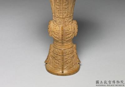 图片[3]-Bamboo gu vessel with animal mask decor. 18th century, Qing dynasty.-China Archive